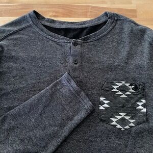 Volcom Henley Shirt Long Sleeve Aztec Gray Skate‎ Surf Y2K Mens Size Large